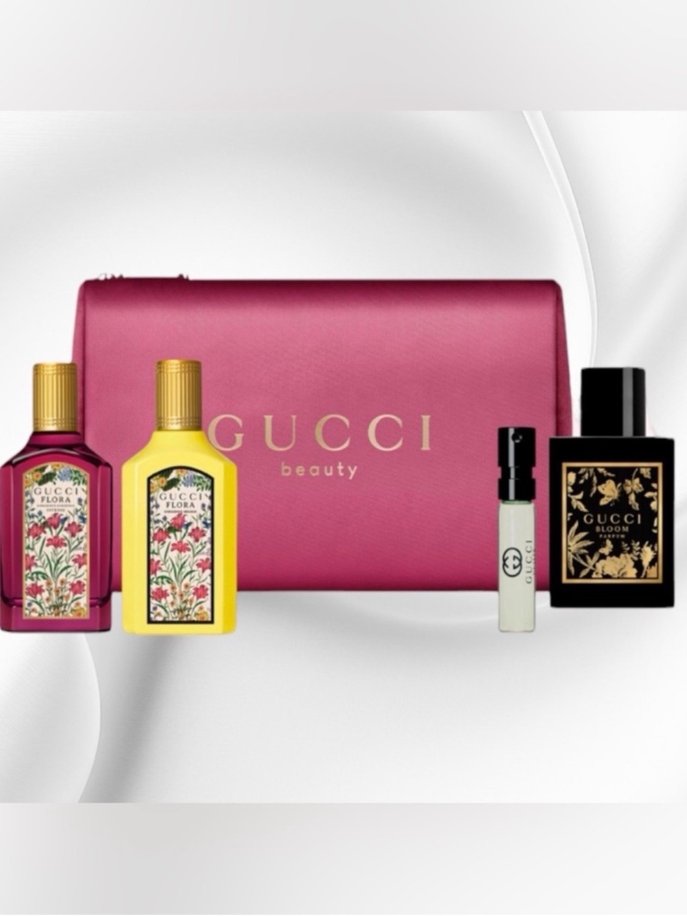 GUCCI pink cosmetic bag + minis